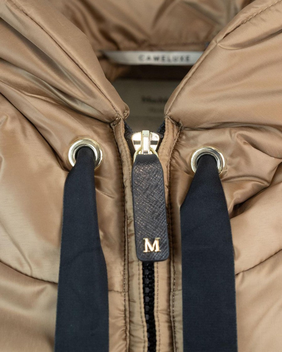 Max Mara Short Gilet With Hood And Drawstring Trim