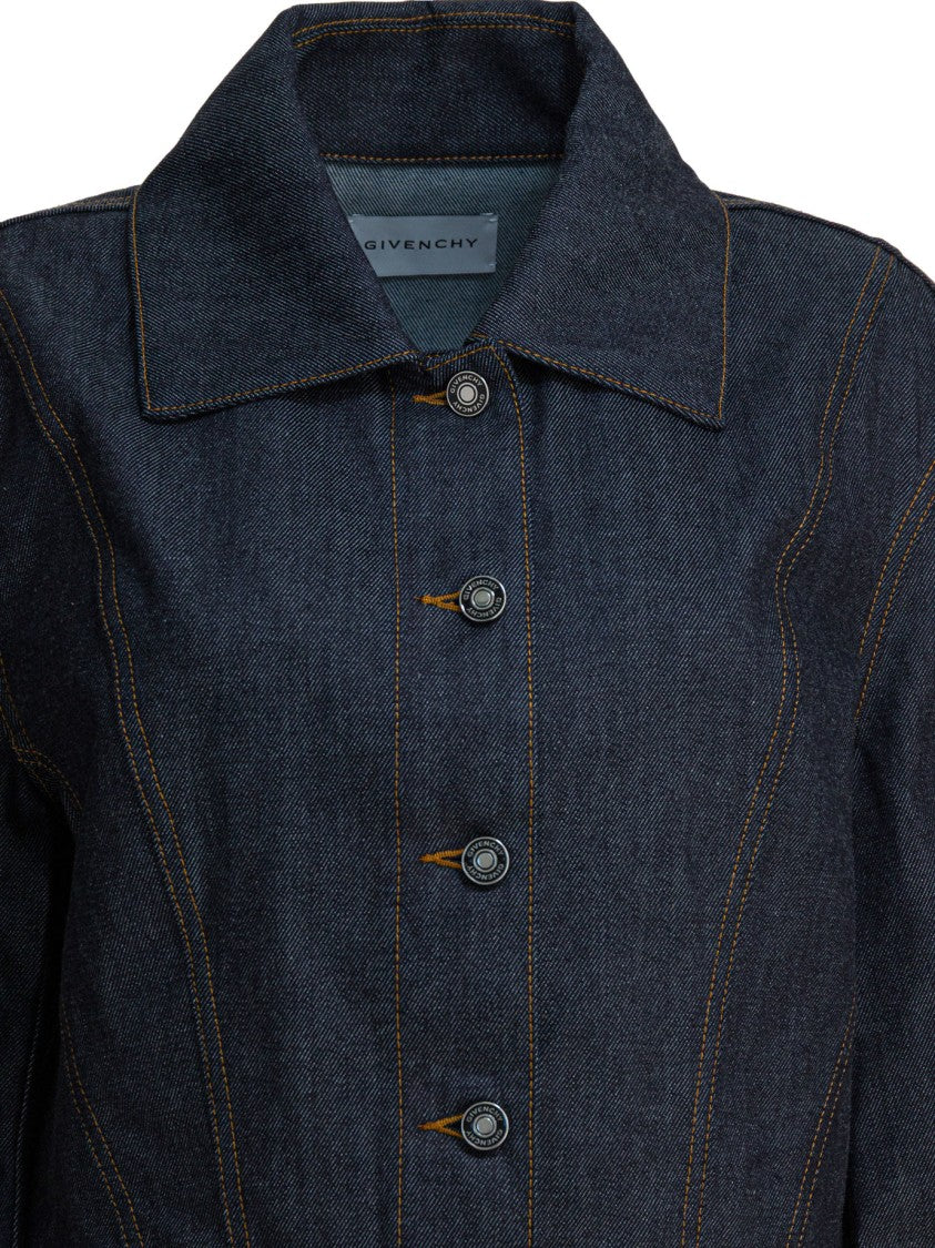 Givenchy Cropped Denim Jacket With Puffed Sleeves
