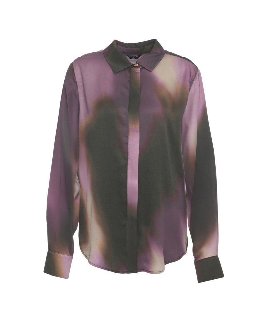 Guess By Marciano Monogram Pattern Blouse With Classic Collar And Buttoned Cuffs