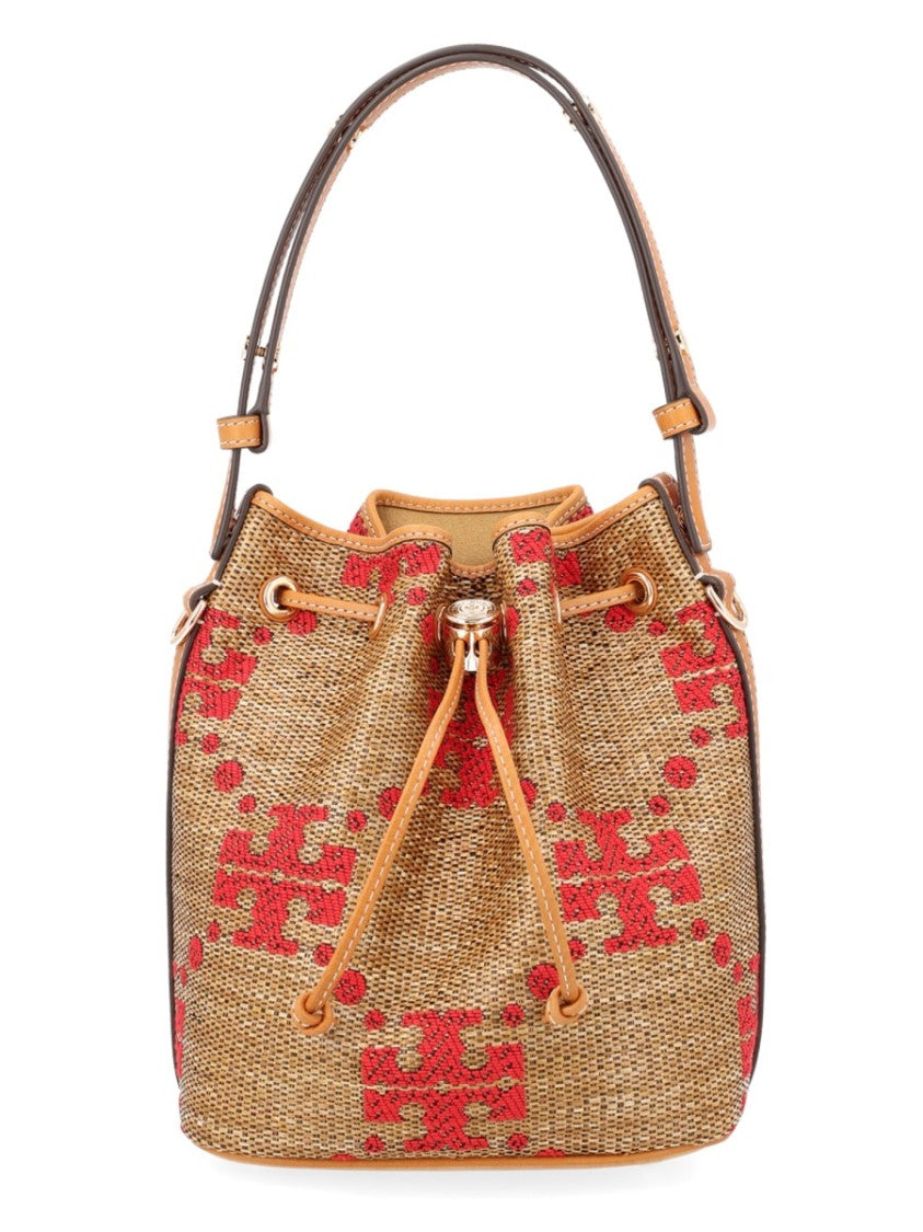 Tory Burch T Monogram Red Woven Shoulder Bag