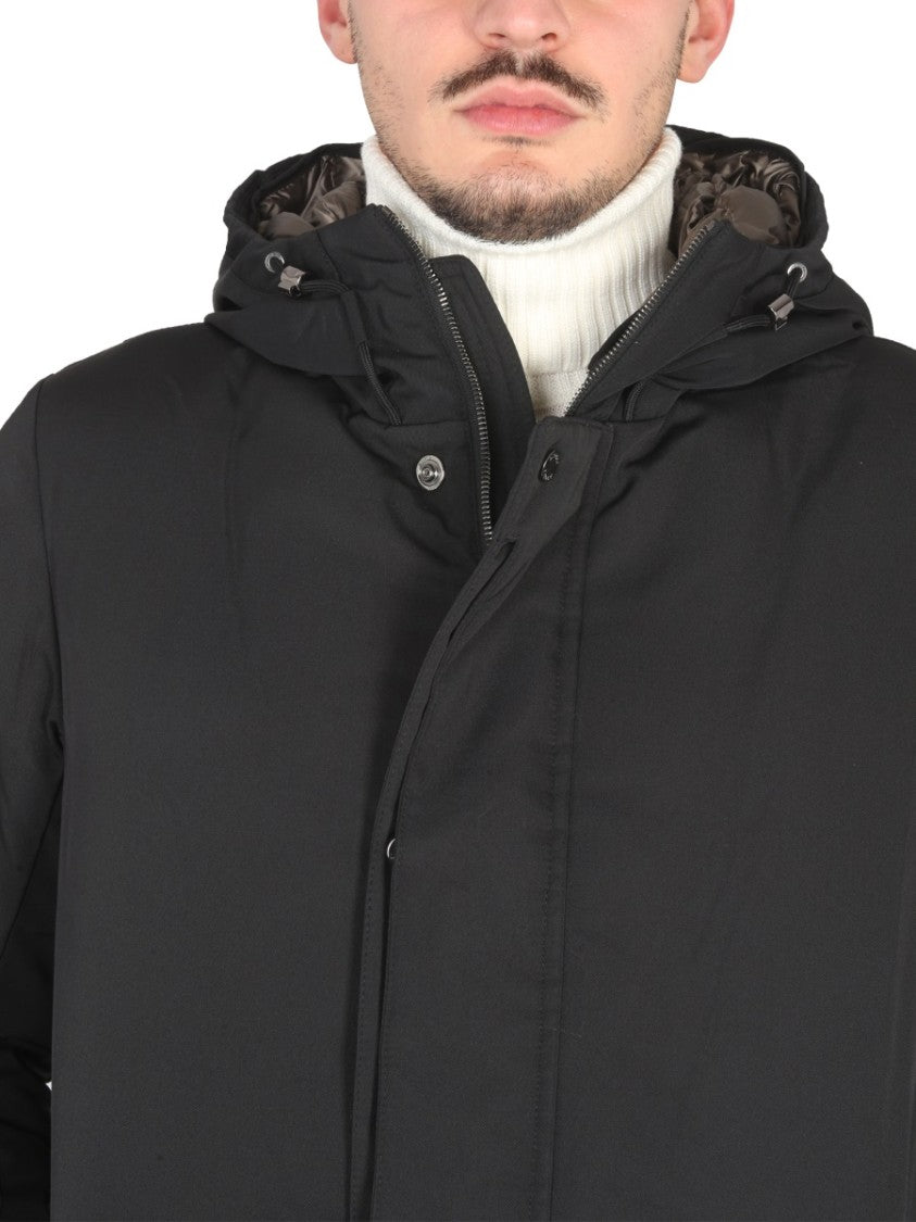 Moorer High Neck Jacket With Concealed Zipper And Adjustable Cuffs