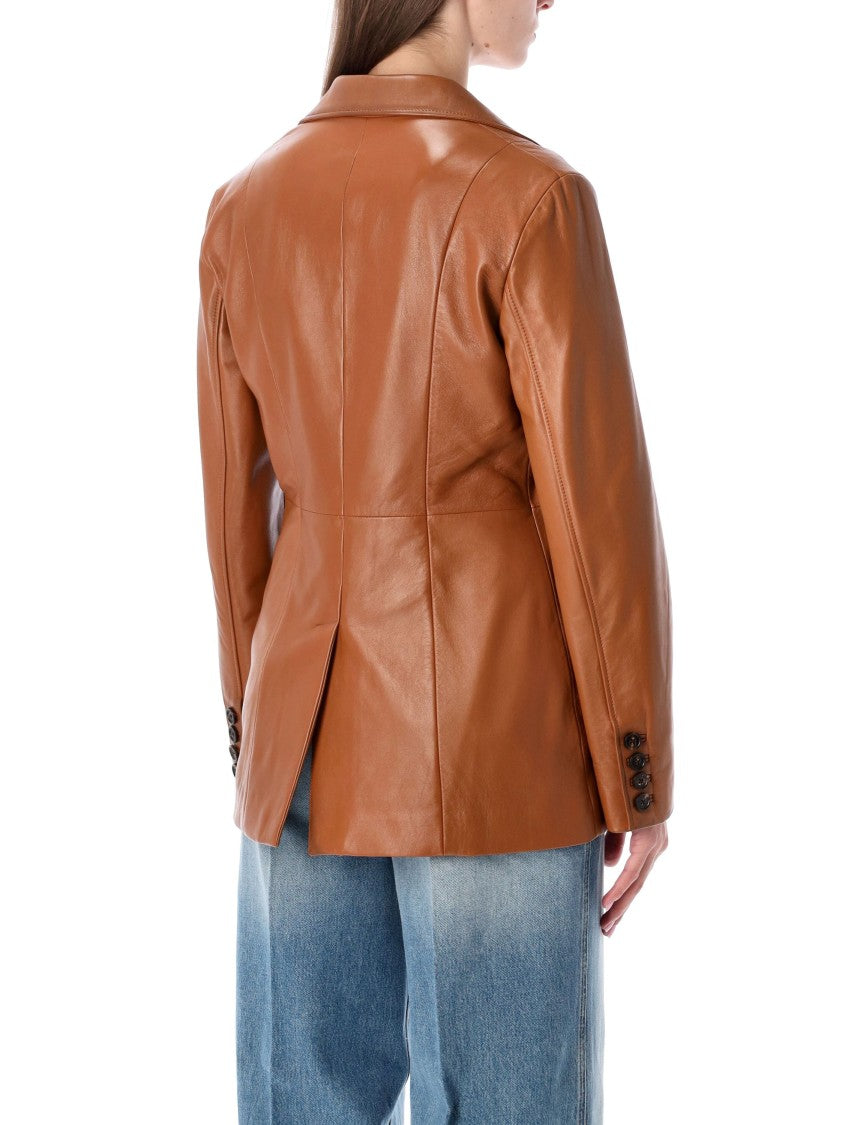 Chloé Single-Breasted Lamb Leather Blazer With Notch Lapel And Classic Detailing