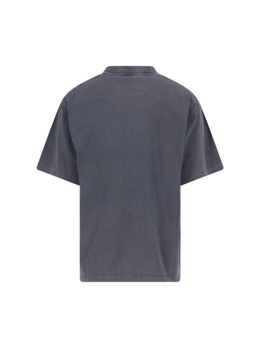 Alexander Wang Rhinestone-Embellished Black Cotton T-Shirt With Ribbed Neckline
