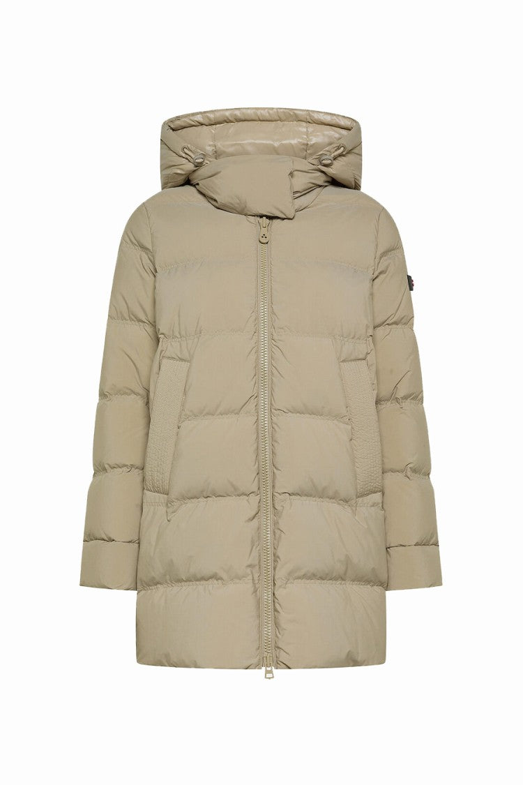 Peuterey Sand Hooded Mid-Length Down Puffer Jacket