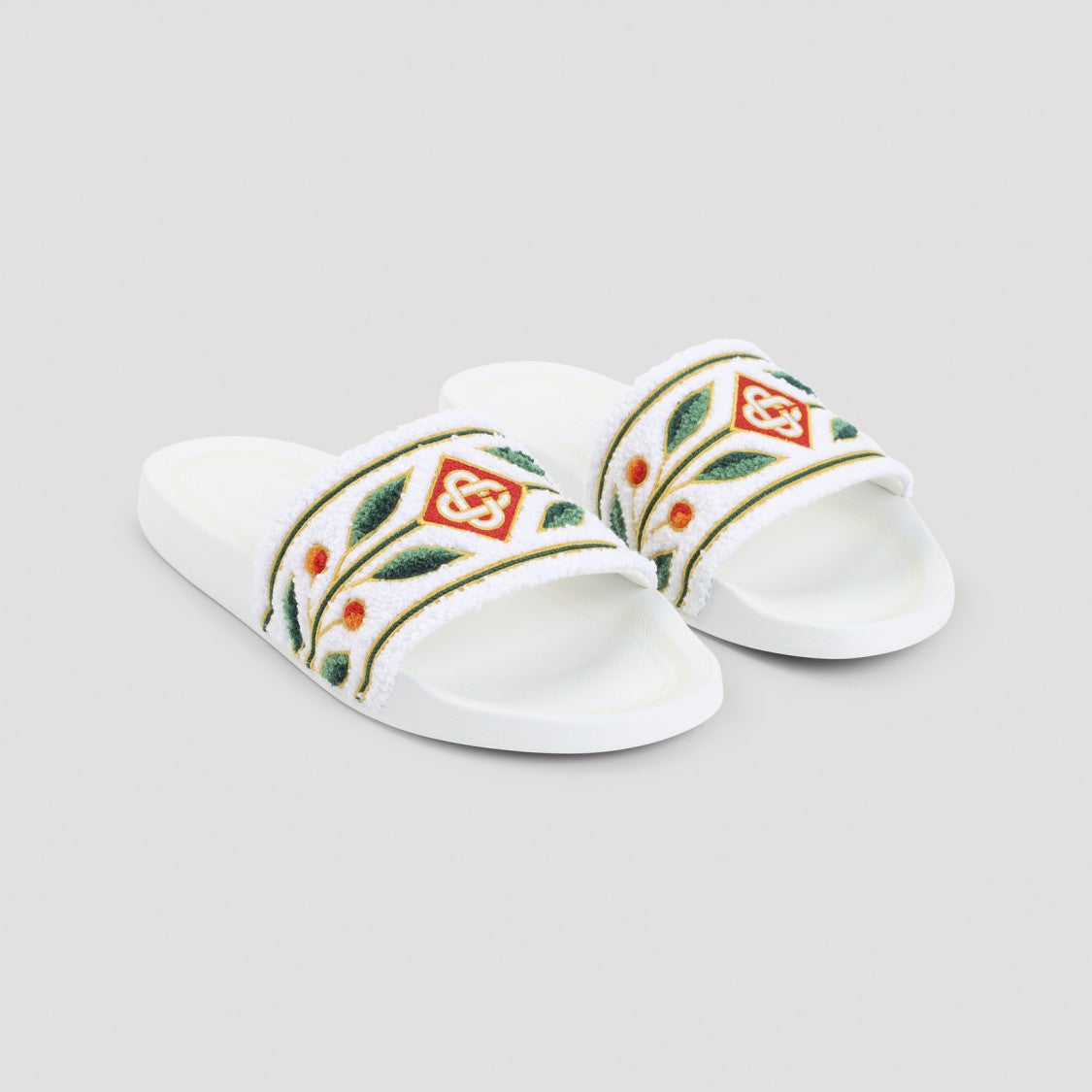 Casablanca Embroidered Terry White Sandals