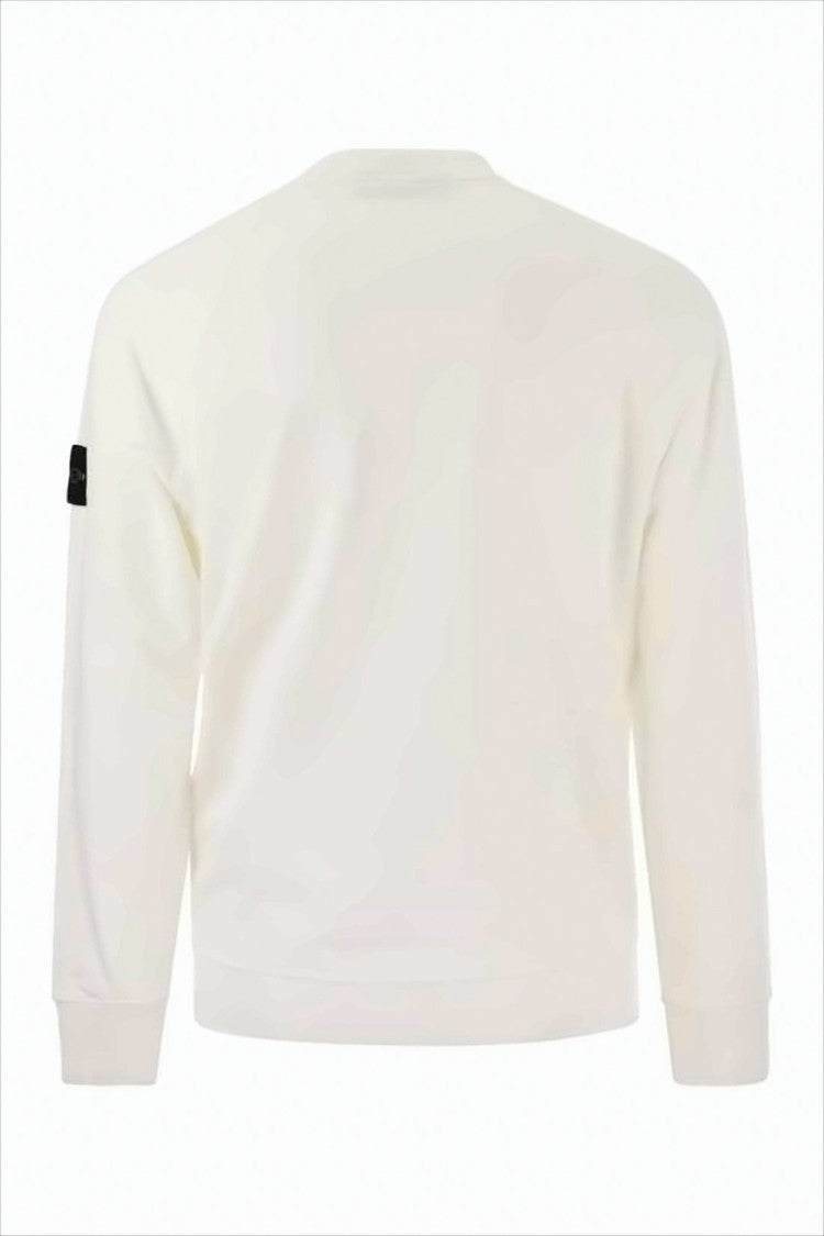Stone Island Minimalist High Neck White Pullover With Logo Patch