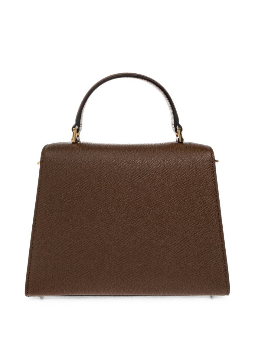 Valentino Garavani Brown Structured Leather Gold Chain Bag