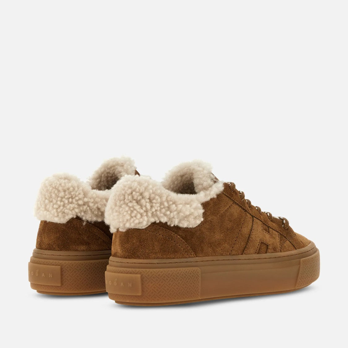 Hogan Light Brown H705 Allacciato H Calfskin Lambskin Sneakers