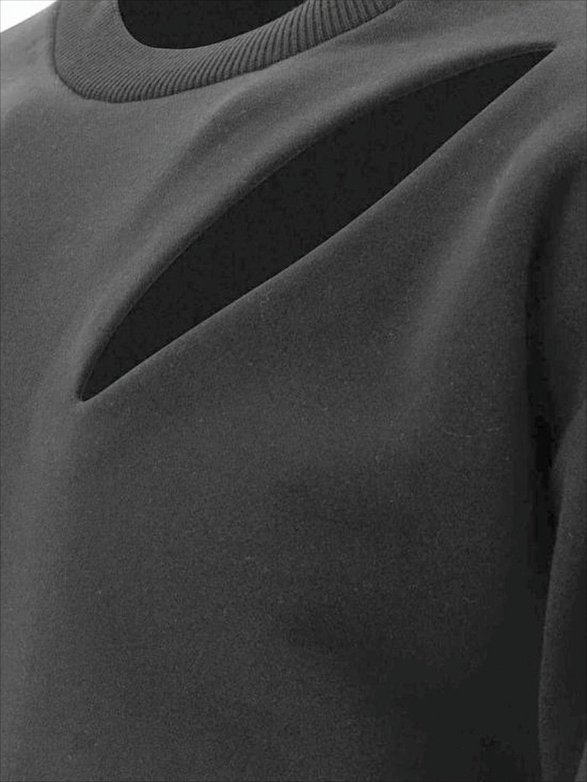 Alexander Mcqueen Cropped Black Long-Sleeve Top With Diagonal Cut-Out Detail