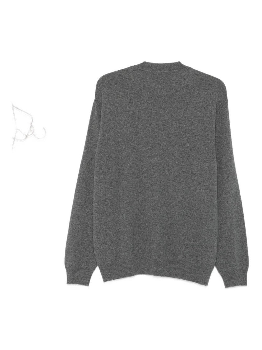 Moschino Grey Long Sleeve Logo Print Sweater