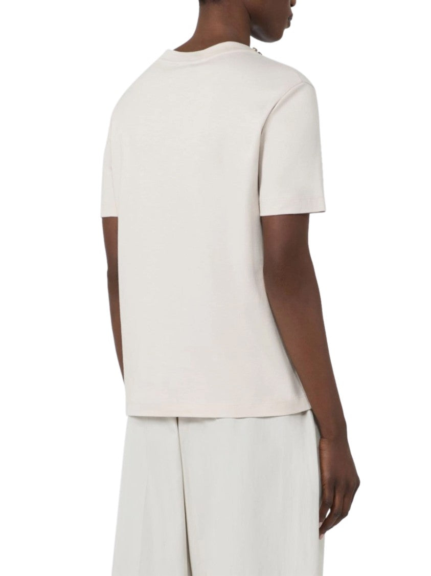 Max Mara Short-Sleeved T-Shirt With Metallic Embellished Neckline