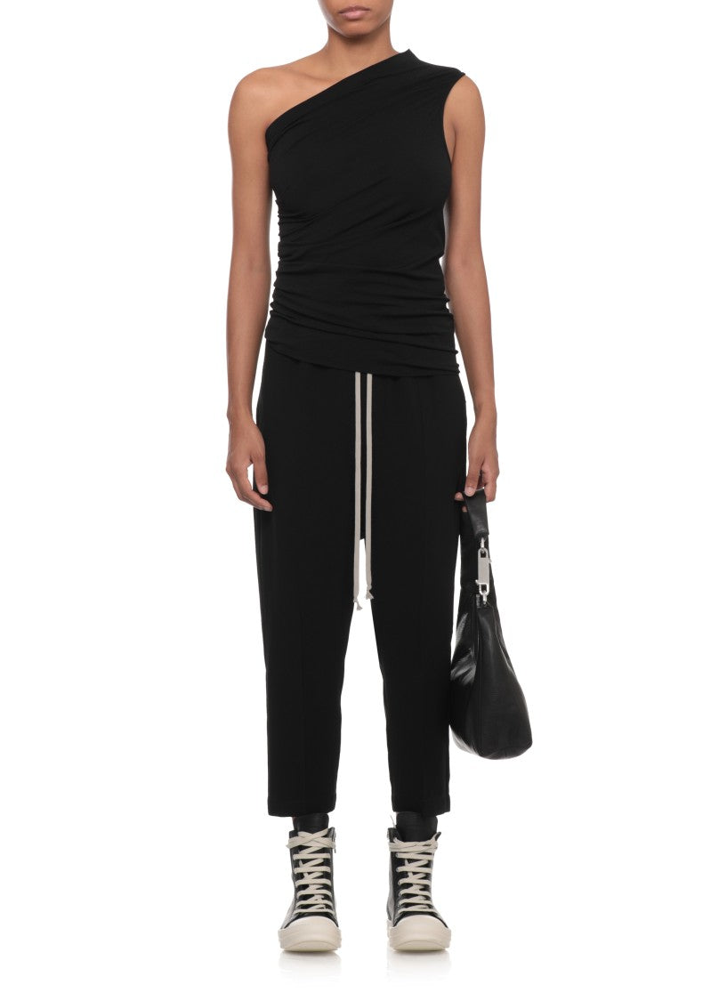 Rick Owens Black Asymmetrical One-Shoulder Tank Top