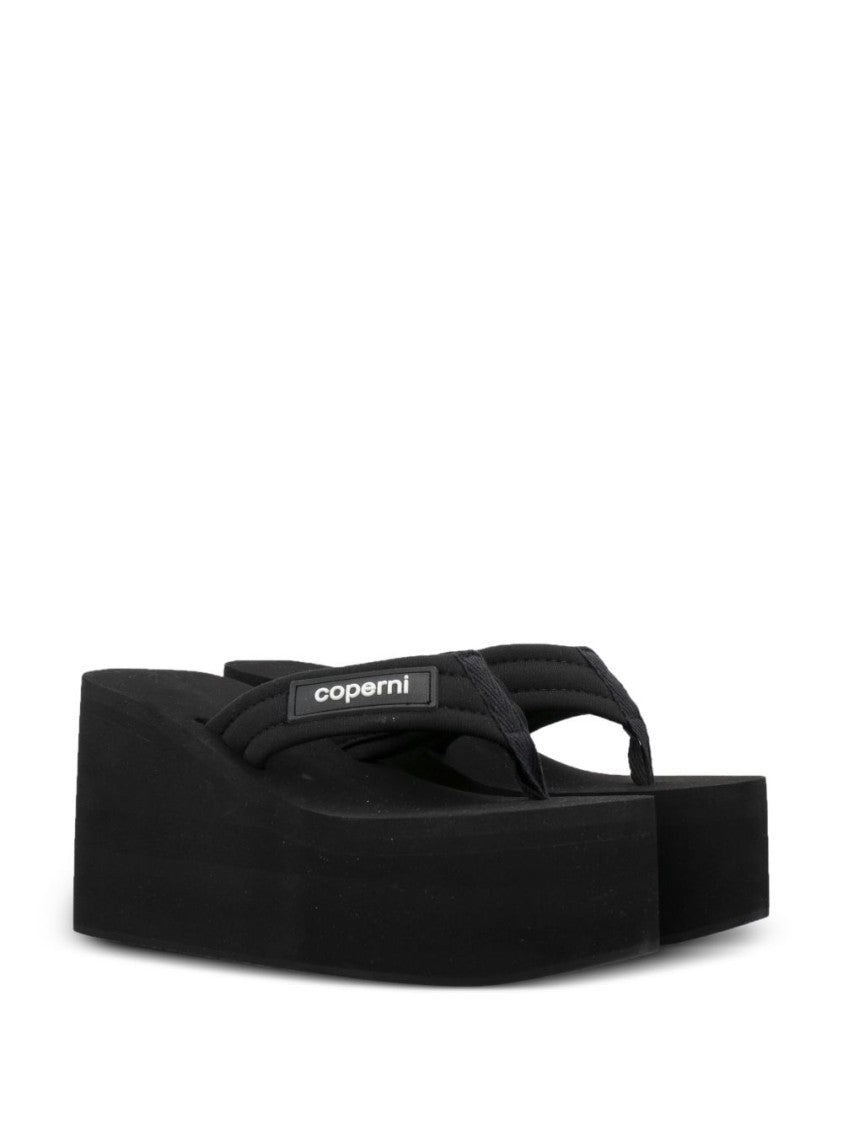 Coperni Black Padded Strap Platform Wedge Sandals