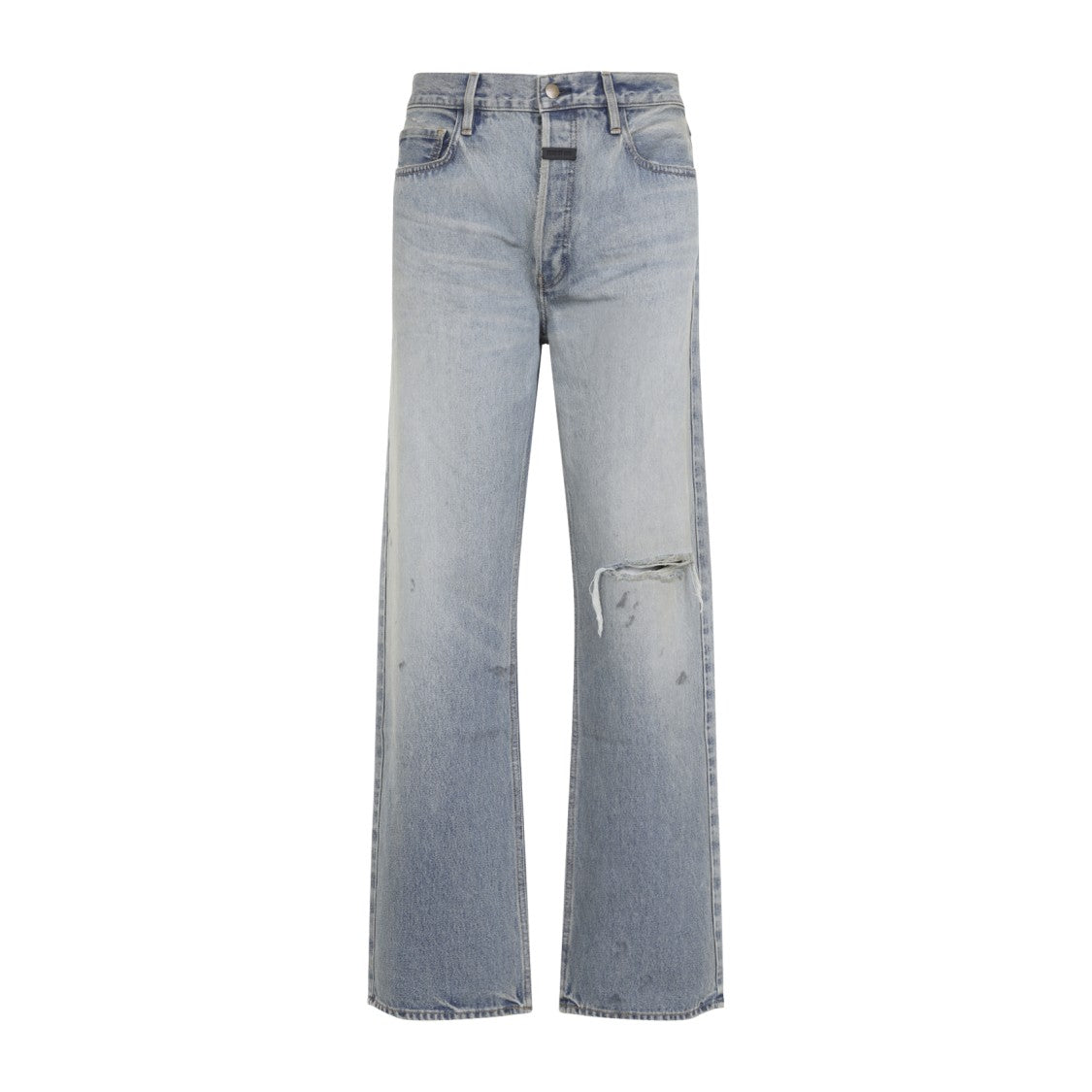 Fear Of God Relaxed Straight-Leg Jeans With Light Blue Wash And Distressed Detailing