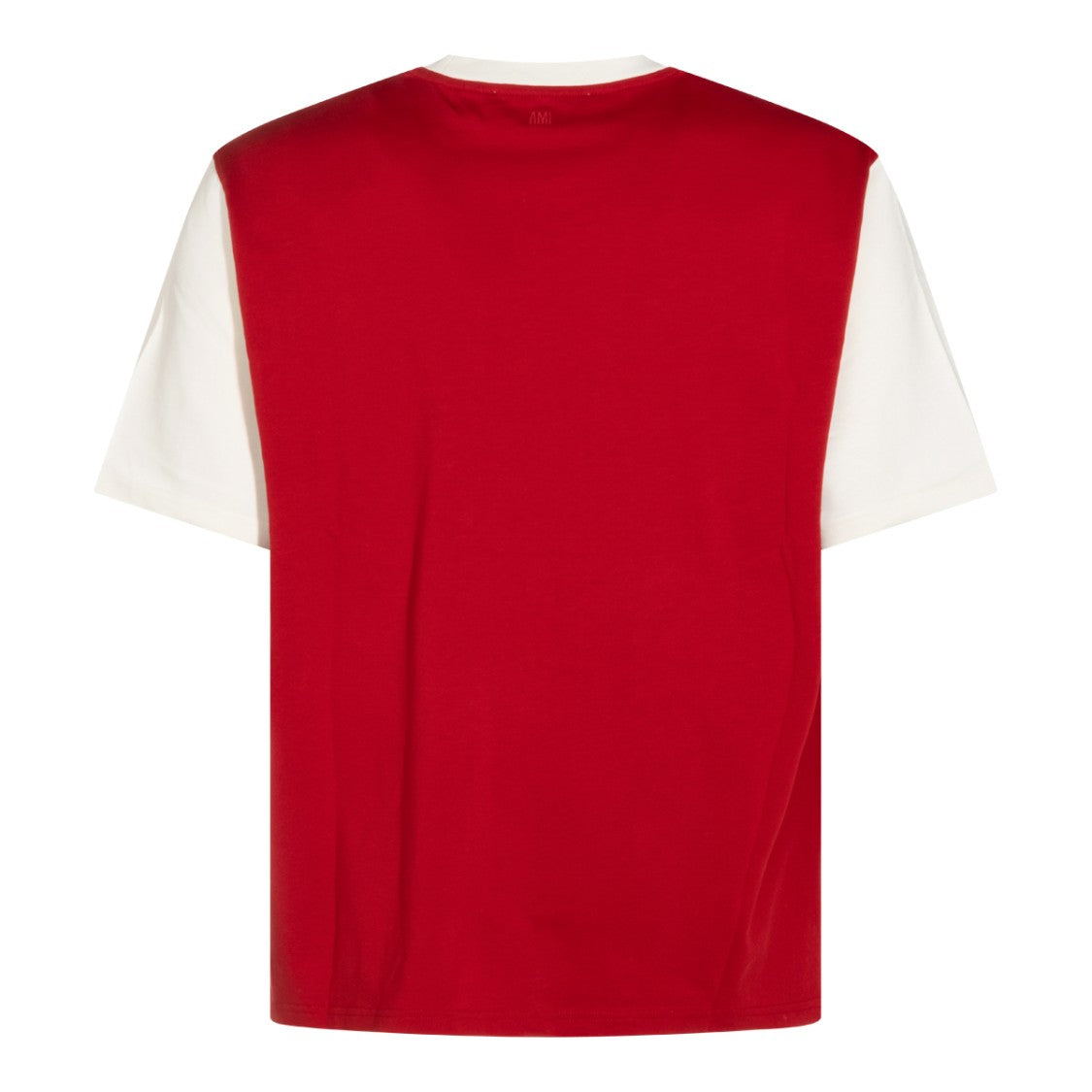 Ami Paris Red Collegiate-Style T-Shirt With Contrasting Sleeves