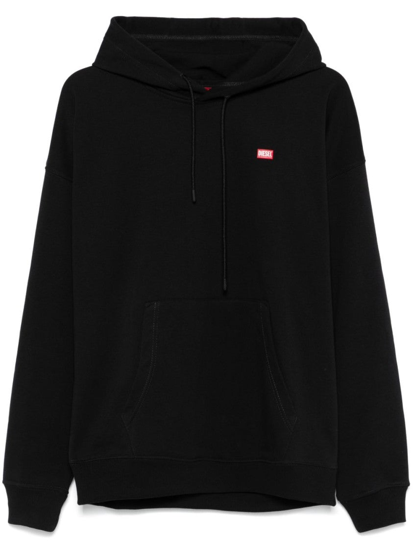 Diesel Hooded Black Sweatshirt With Kangaroo Pocket