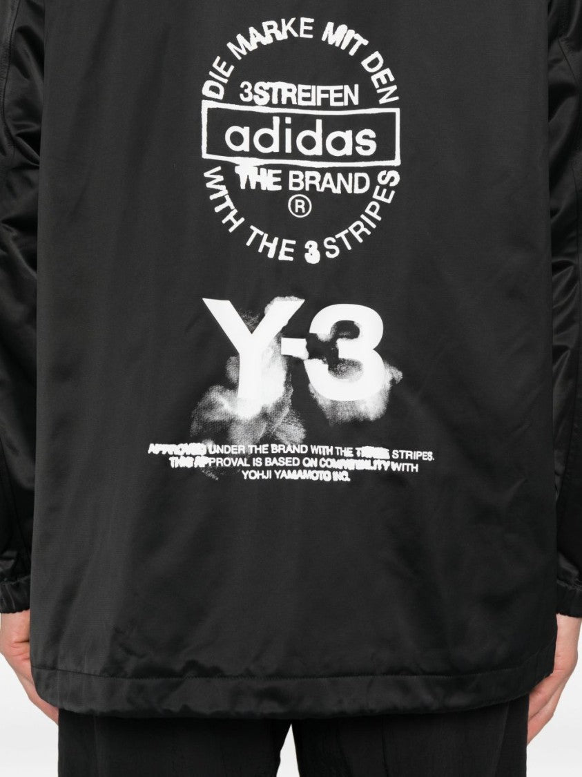 Y-3 Black Zipped Jacket With Press Stud Closure