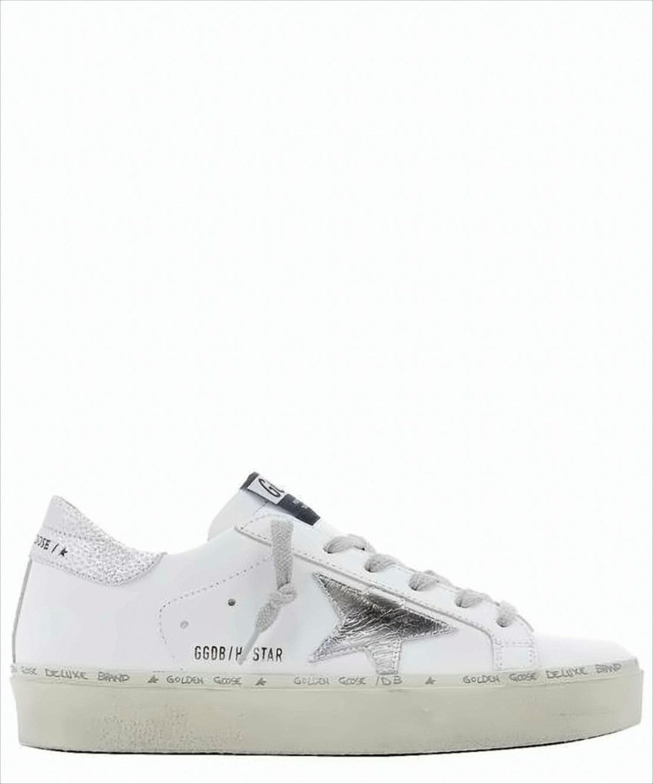 Golden Goose Distressed White Leather Low-Top Sneakers