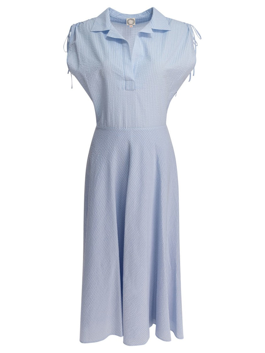 Ines De La Fressange Textured Light Blue A-Line Dress