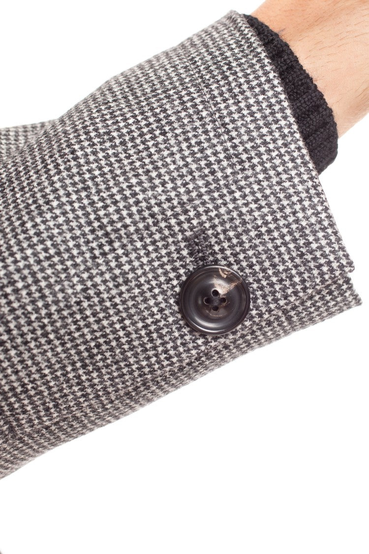 Lardini Refined Grey Wool-Cashmere Overshirt With Exclusive Pattern