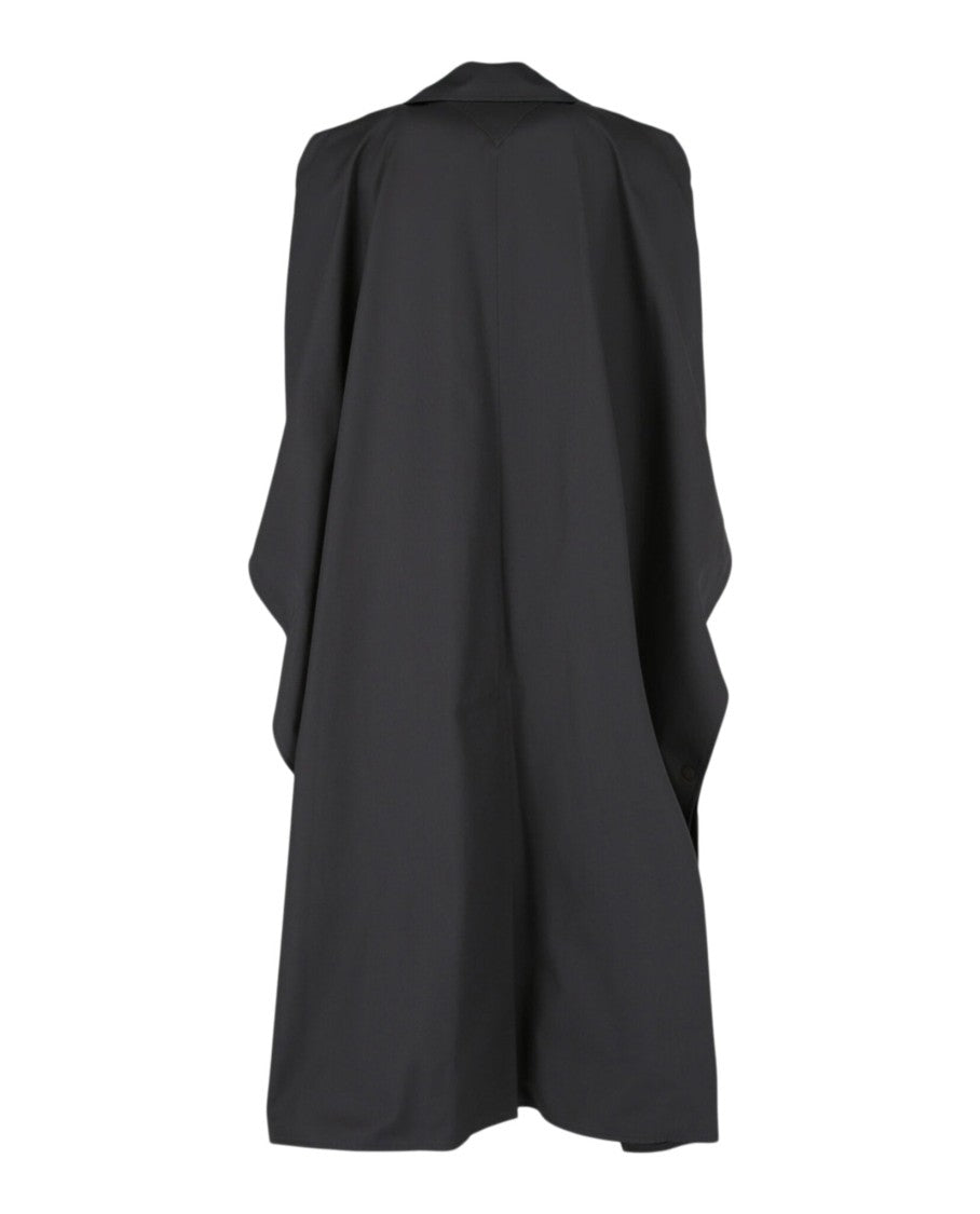 Bottega Veneta Relaxed Fit Black Poncho-Style Coat With Notched Lapels