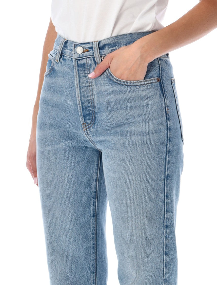 Frame The Vertical High-Waisted Distressed Straight-Leg Jeans