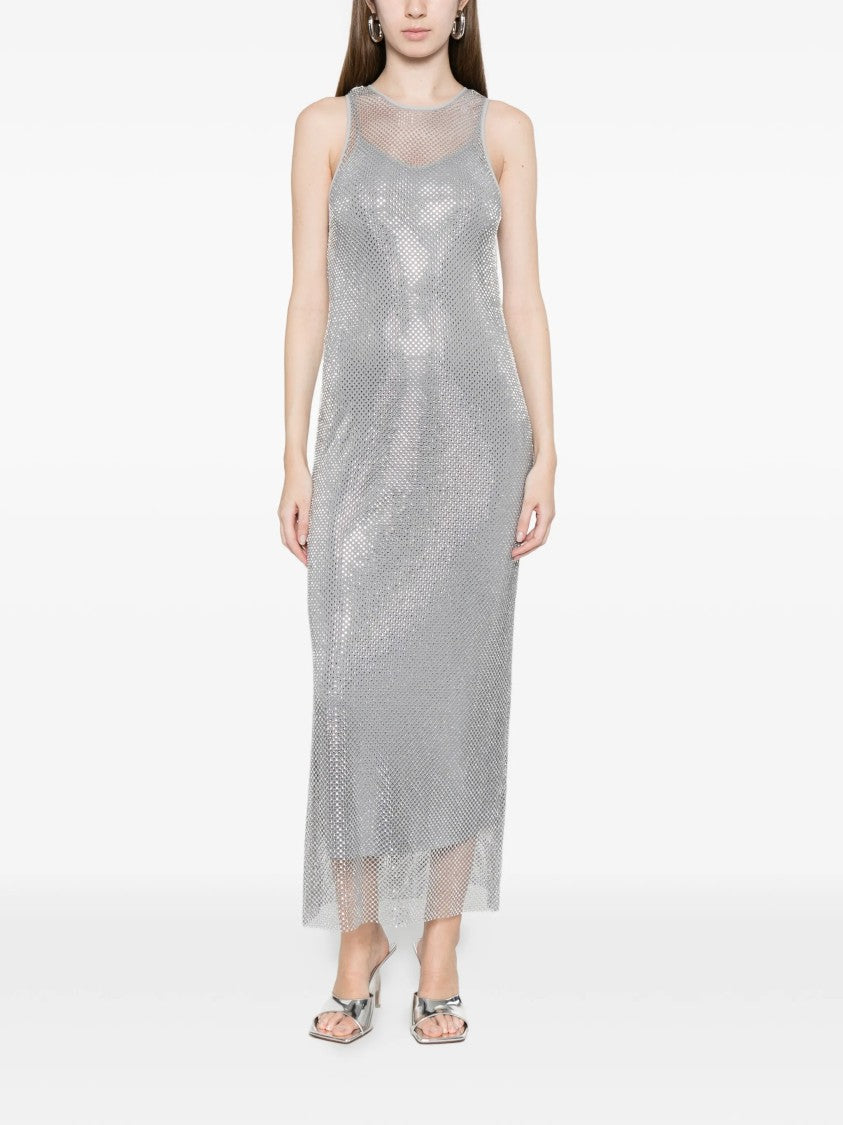 Marella Metallic Mlllimone Sleeveless Midi Mesh Dress