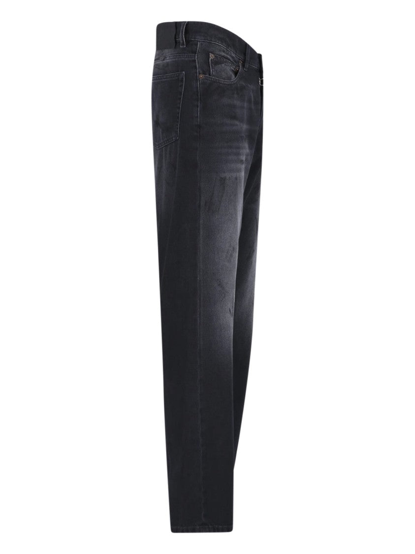 Mm6 By Maison Margiela Black Straight Leg Textured Jeans