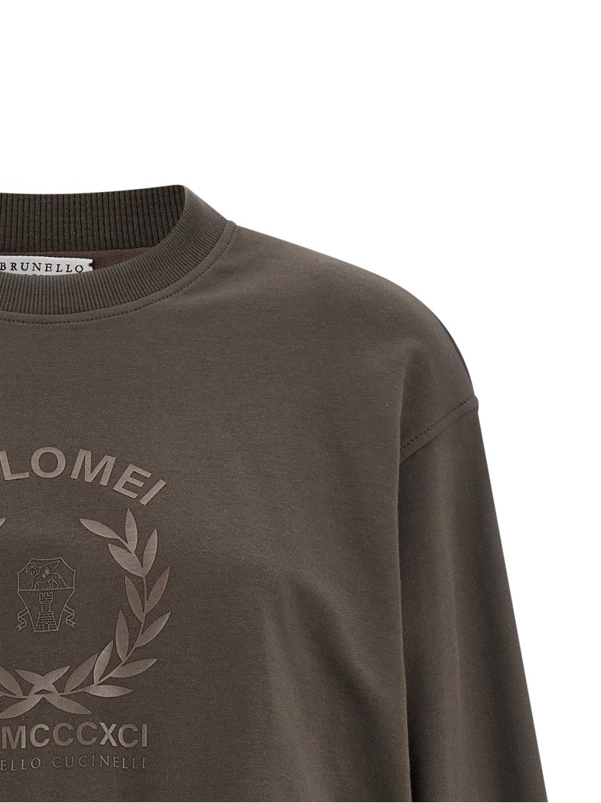 Brunello Cucinelli Tech Cotton Sweatshirt With Subtle Print And Relaxed Fit