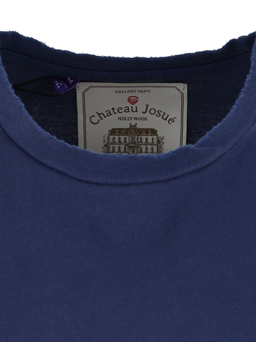 Gallery Dept. Vintage-Style Blue Cotton T-Shirt With Contrast Logos