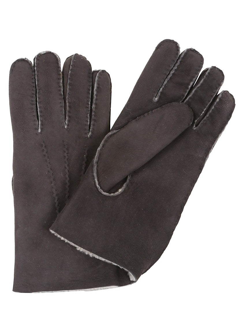 Eleventy Suede Brown Gloves With Plush Lining