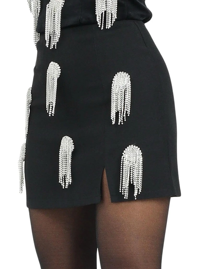 Odi Odi High-Waisted A-Line Skirt With Silver Beaded Embellishments