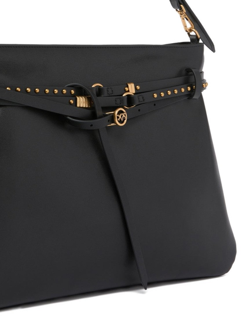 Pinko Black Studded Belt Shoulder Bag