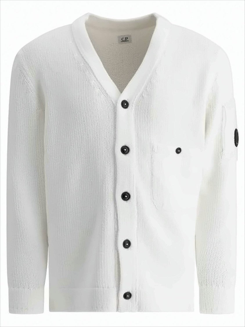 C.P. Company V-Neck Button-Down Knit Cardigan With Patch Detail