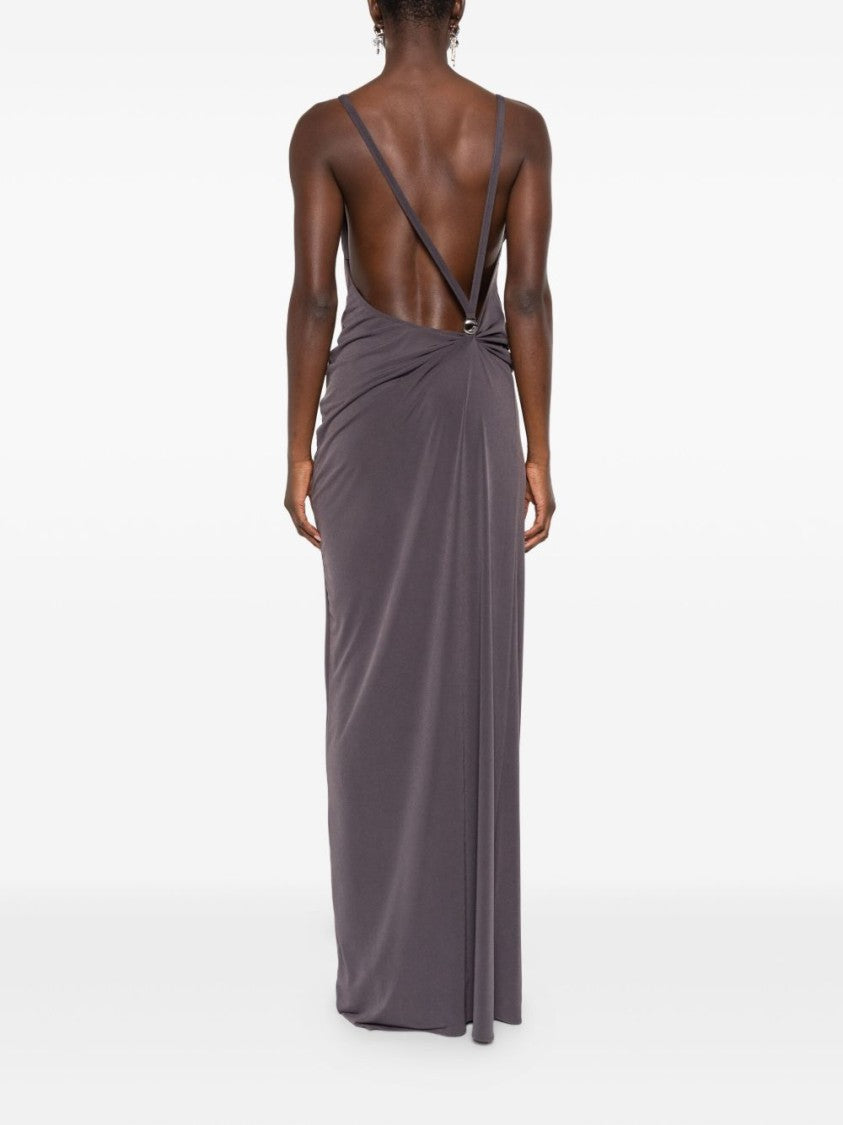 Coperni Brown Draped Maxi Length Jersey Dress