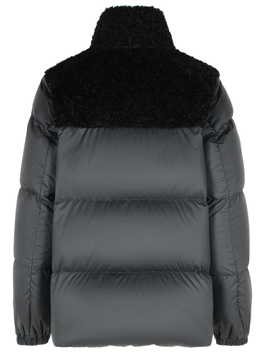 Moncler Short Down Jacket With Black Teddy Esnaie Trim