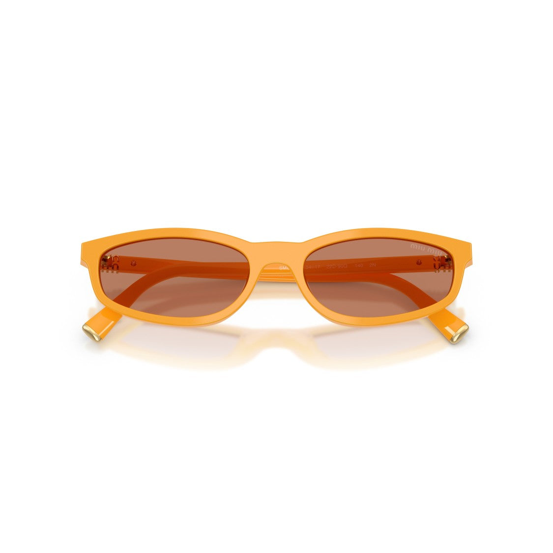 Miu Miu Rectangular Orange Acetate Sunglasses With Metallic Accents