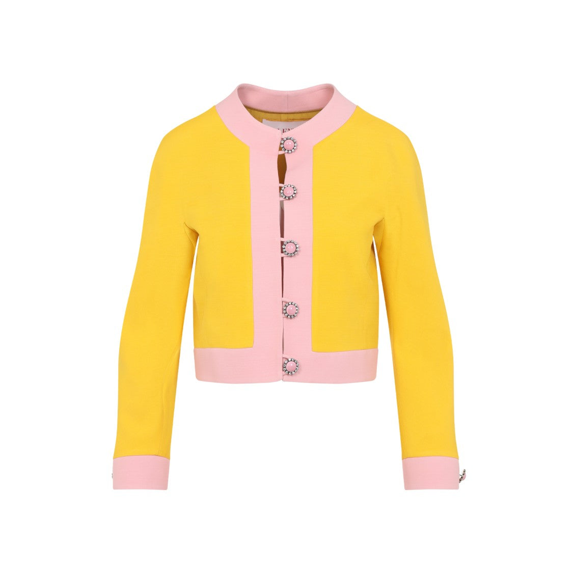 Valentino Cropped Jacket In Yellow And Pink Hues