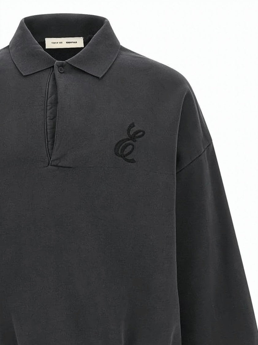 Fear Of God Vintage-Inspired Black Polo Shirt With Embroidered Logos