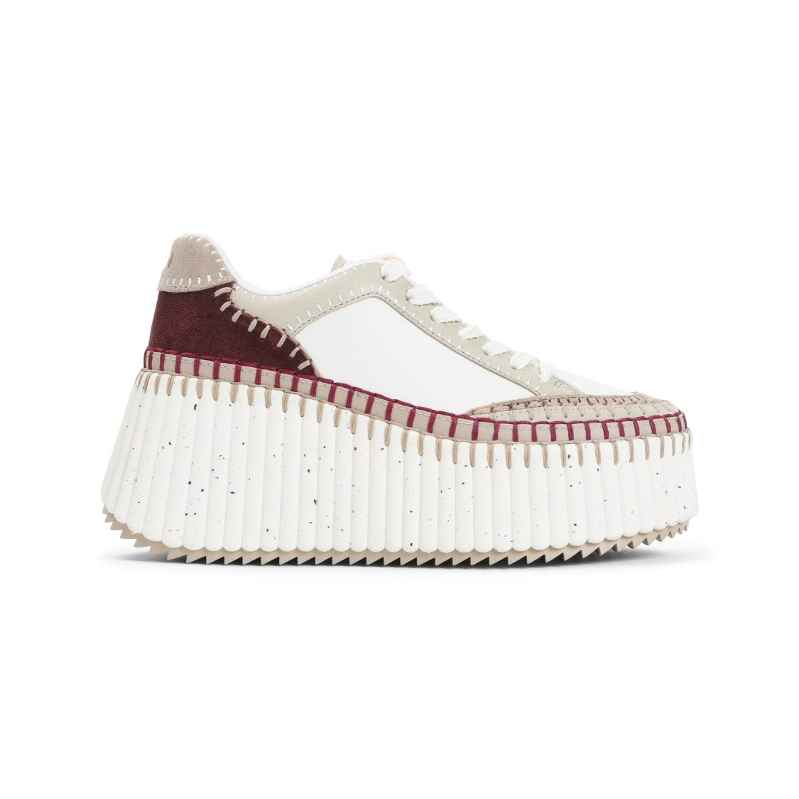Chloé White Platform Sneakers With Textured Upper