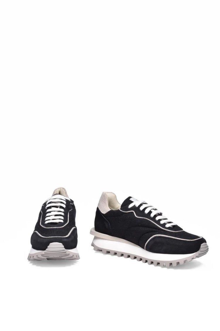 Eleventy Black Sneakers With Beige Accents