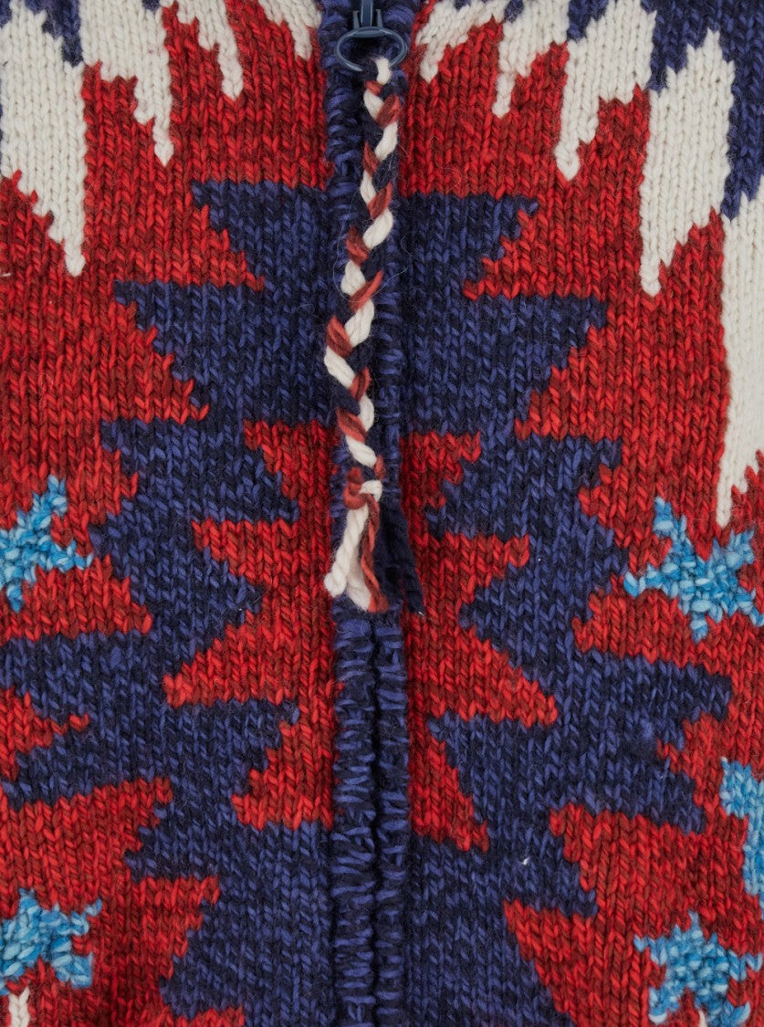 Frantic Multicolor Cardigan With Spread Collar