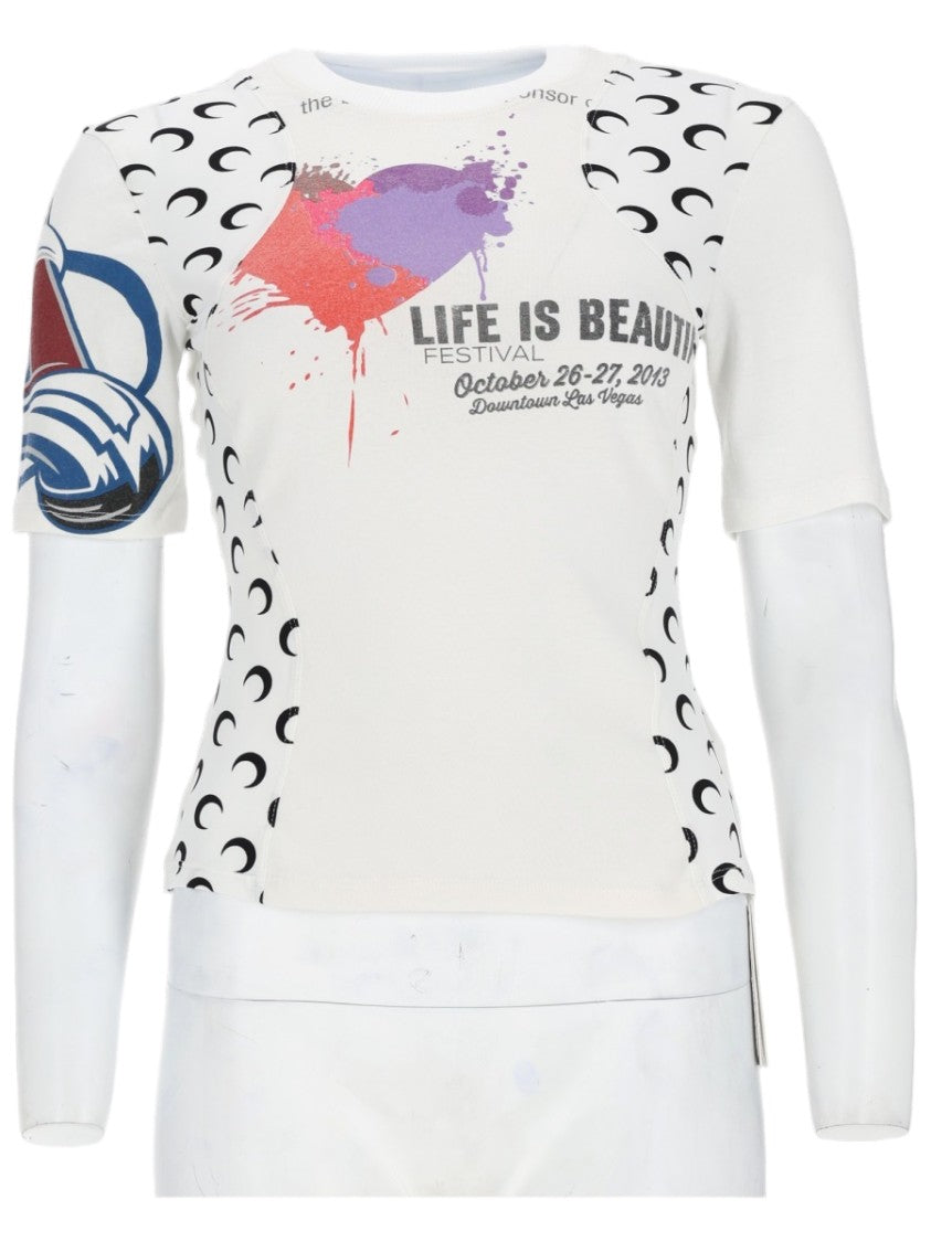 Marine Serre White Crescent Moon Splash T-Shirt