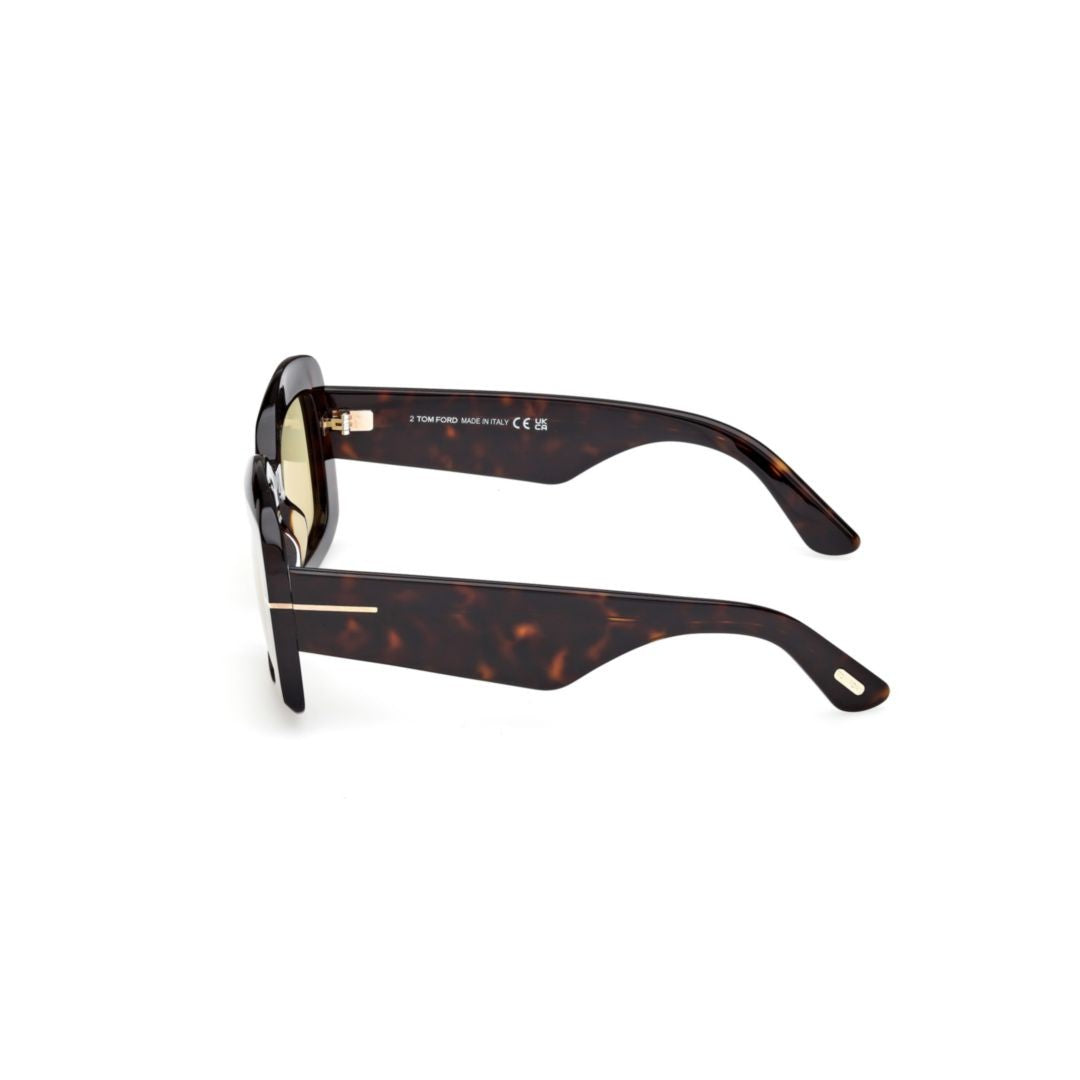 Tom Ford Ft1218 Oversized Square Sunglasses With Glossy Black Acetate Frame