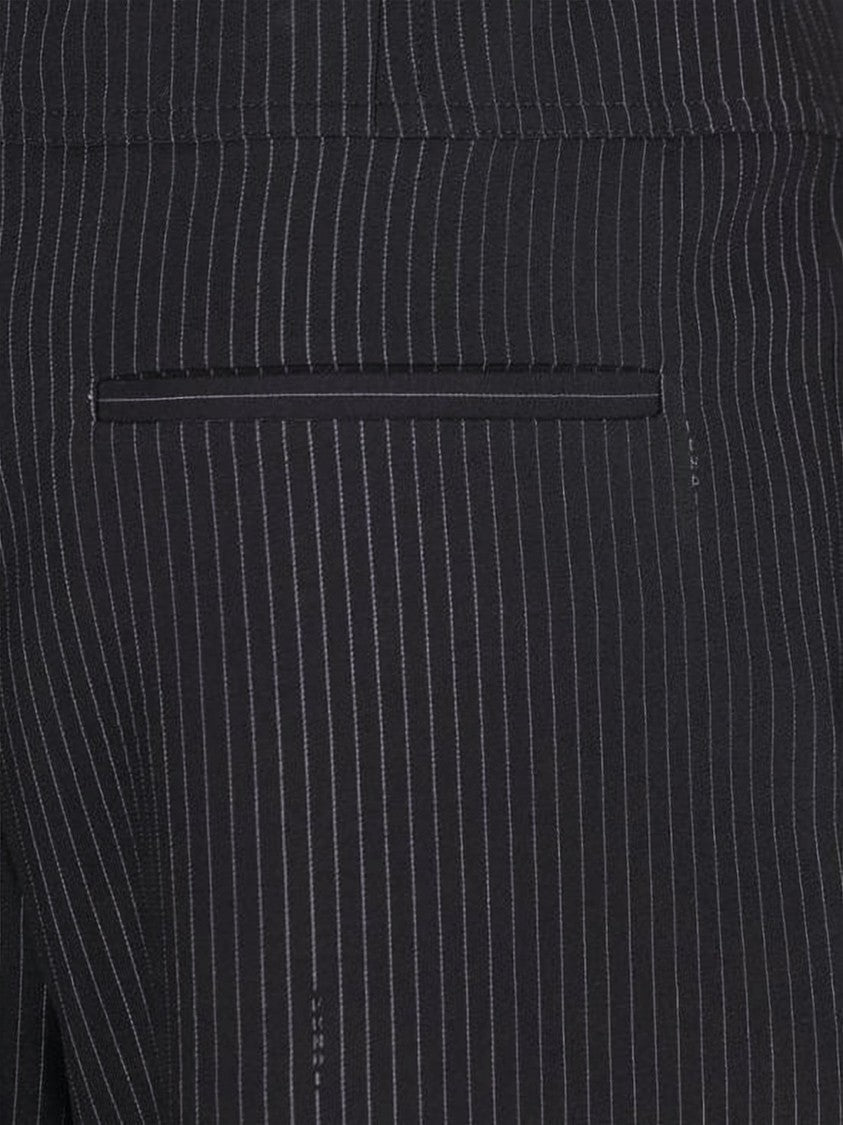 Fendi Pinstripe Wide-Leg Wool Blend Trousers With Logo Buckle