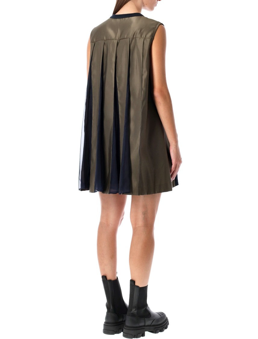 Sacai Short Dress With Contrasting Pleated Back
