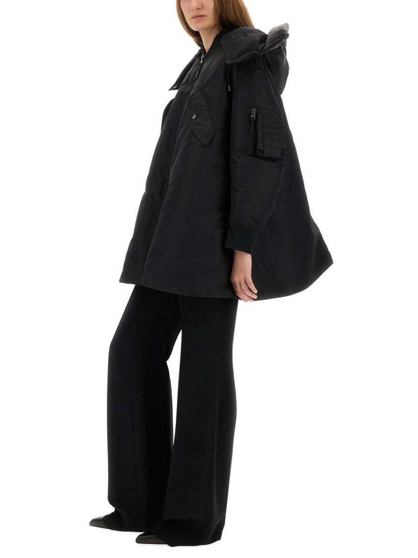 Aspesi Voluminous Black Bomber Jacket With High Collar