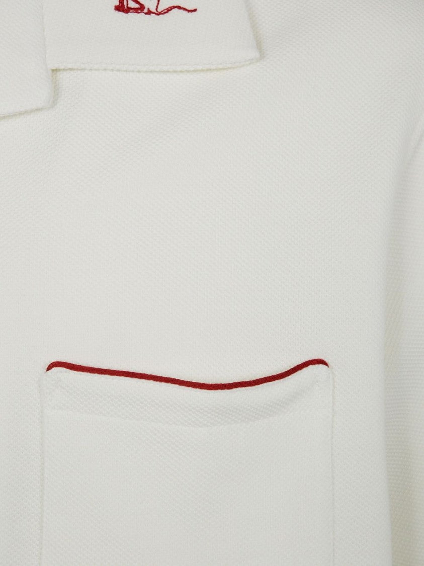 Drôle De Monsieur Camp Collar Shirt With Embroidered Motif And Chest Pocket