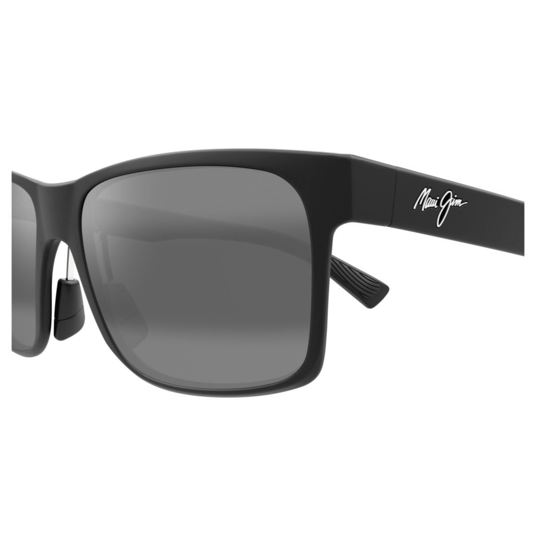 Maui Jim Hoopili Rectangular Frame Sunglasses In Matte Black Finish