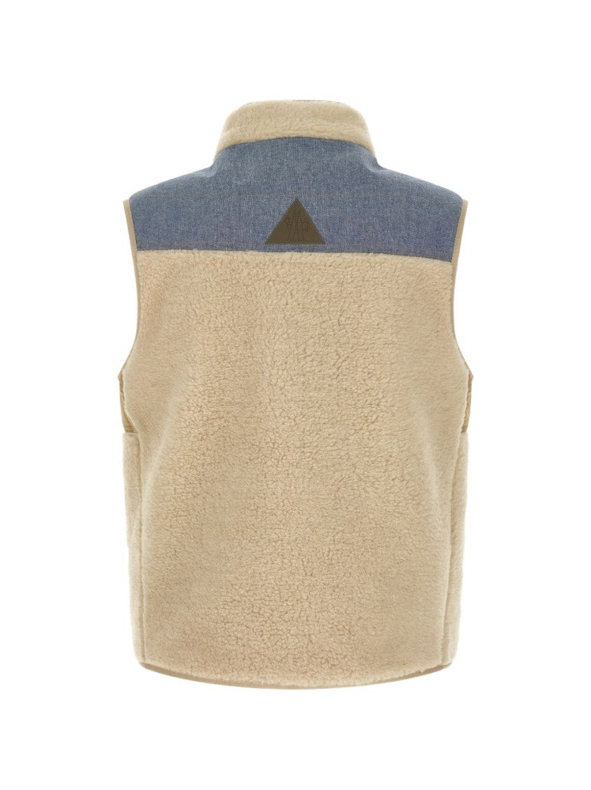 Moncler Grenoble Black Sleeveless Textured High Collar Jacket